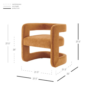 New Pacific Direct Althea Velvet Accent Arm Chair Dainty Caramel 27.5 x 25 x 27.5