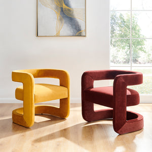 New Pacific Direct Althea Velvet Accent Arm Chair Dainty Maroon 27.5 x 25 x 27.5