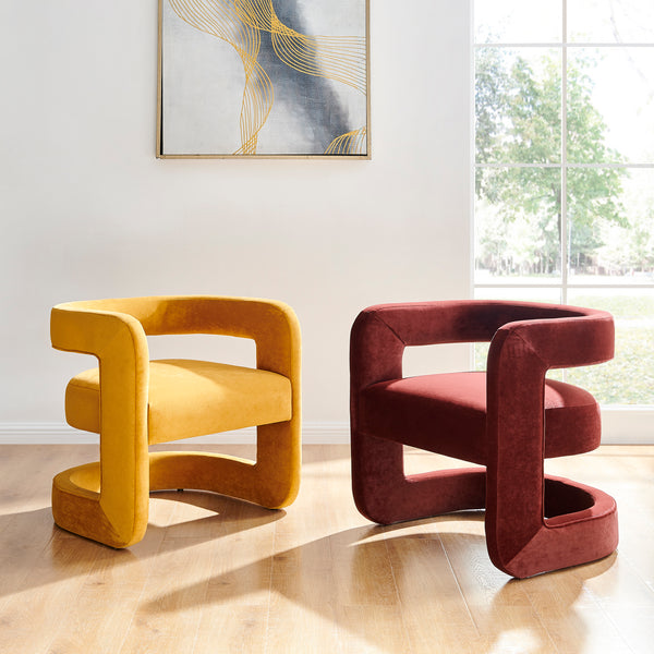 New Pacific Direct Althea Velvet Accent Arm Chair Dainty Maroon 27.5 x 25 x 27.5