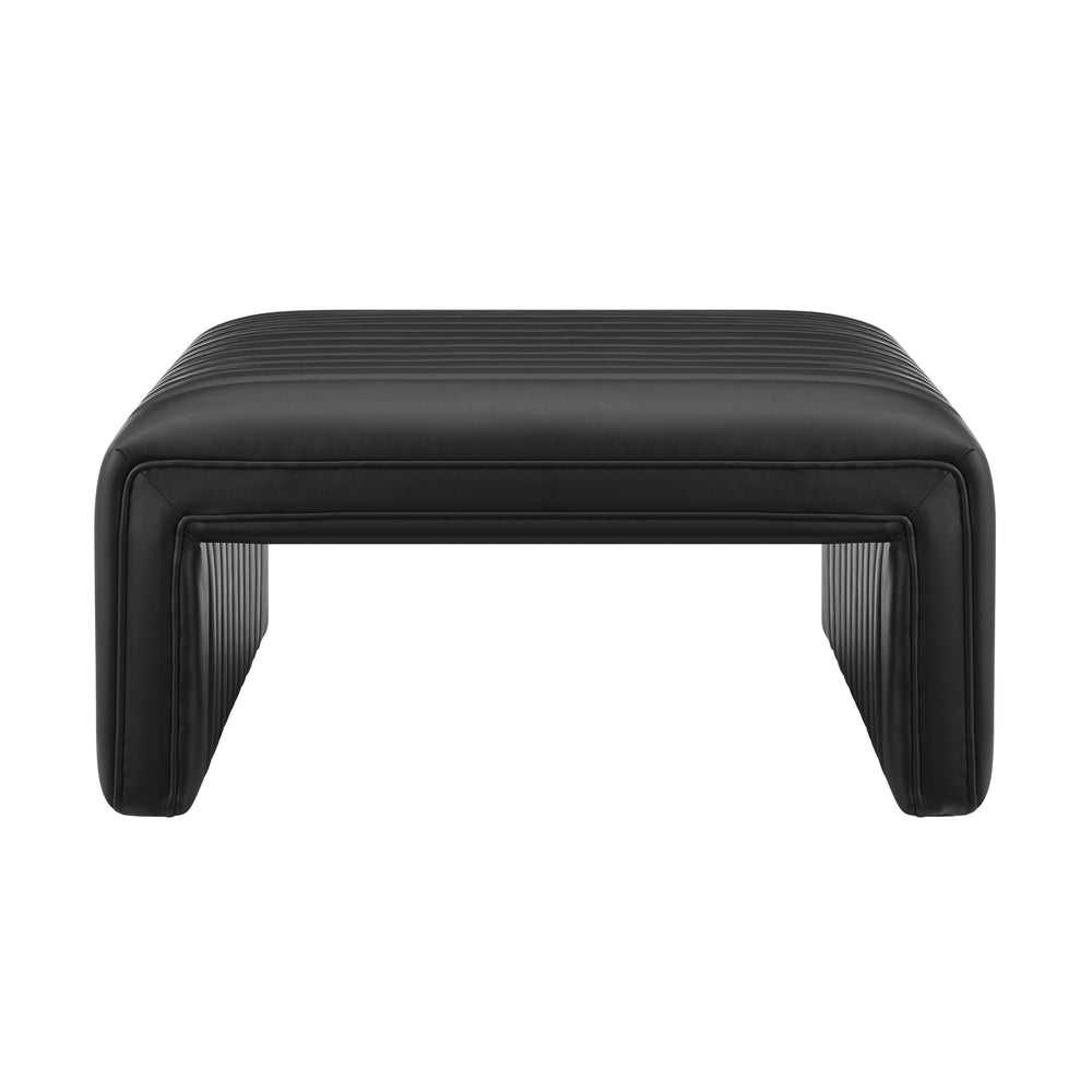 New Pacific Direct Atkinson Stylish Horseshoe-shaped Faux Leather Coffee Table With Tufting - Modern Living Room Accent Black  1250064-bck-npd