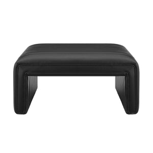 New Pacific Direct Atkinson Stylish Horseshoe-shaped Faux Leather Coffee Table With Tufting - Modern Living Room Accent Black  1250064-bck-npd