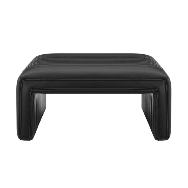 New Pacific Direct Atkinson Stylish Horseshoe-shaped Faux Leather Coffee Table With Tufting - Modern Living Room Accent Black  1250064-bck-npd