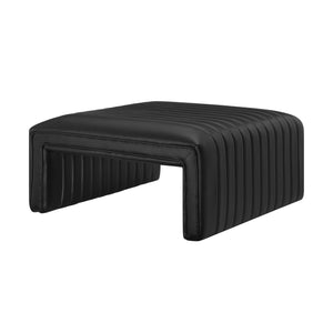 New Pacific Direct Atkinson Stylish Horseshoe-shaped Faux Leather Coffee Table With Tufting - Modern Living Room Accent Black  1250064-bck-npd