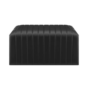 New Pacific Direct Atkinson Stylish Horseshoe-shaped Faux Leather Coffee Table With Tufting - Modern Living Room Accent Black  1250064-bck-npd