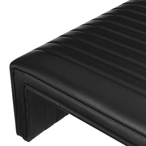 New Pacific Direct Atkinson Stylish Horseshoe-shaped Faux Leather Coffee Table With Tufting - Modern Living Room Accent Black  1250064-bck-npd