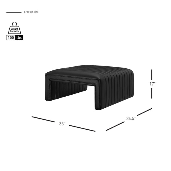 New Pacific Direct Atkinson Stylish Horseshoe-shaped Faux Leather Coffee Table With Tufting - Modern Living Room Accent Black  1250064-bck-npd