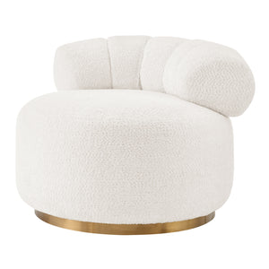 Marcy Faux Shearling w/ Gold Base Swivel Accent Chair Belmont Ivory, Beige 1250067-644 New Pacific Direct