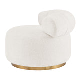 Marcy Faux Shearling w/ Gold Base Swivel Accent Chair Belmont Ivory, Beige 1250067-644 New Pacific Direct