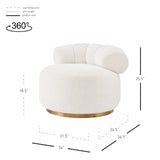 Marcy Faux Shearling w/ Gold Base Swivel Accent Chair Belmont Ivory, Beige 1250067-644 New Pacific Direct