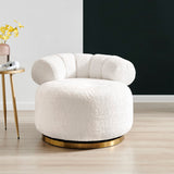 Marcy Faux Shearling w/ Gold Base Swivel Accent Chair Belmont Ivory, Beige 1250067-644 New Pacific Direct