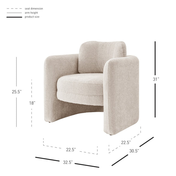 Deryll Fabric Accent Arm Chair Grenada Cream, Beige 1250068-632 New Pacific Direct