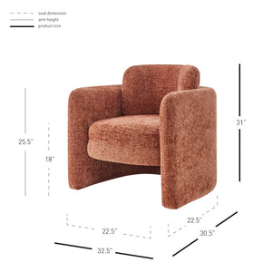 Deryll Fabric Accent Arm Chair Grenada Terracotta, Orange 1250068-634 New Pacific Direct