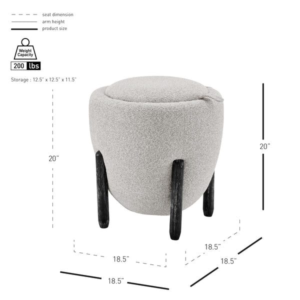 New Pacific Direct Murphy Fabric Storage Ottoman, Horizon Gray Horizon Gray, Gray 100% Polyester, Plywood 1250075-645-npd