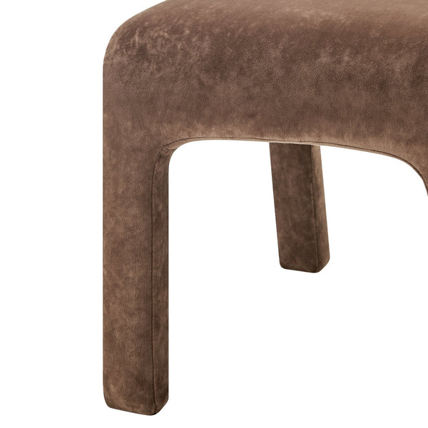 New Pacific Direct Josie Luxe Velvet Dining Side Chair Set - Stylish Vertical Channel Backrest & Plush Comfort Dainty Dark Brown 100% Polyester 1250078-617-npd