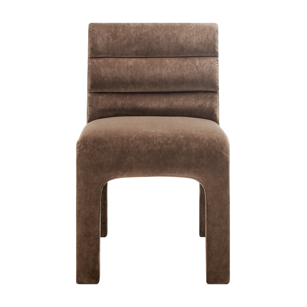New Pacific Direct Josie Luxe Velvet Dining Side Chair Set - Stylish Vertical Channel Backrest & Plush Comfort Dainty Dark Brown 100% Polyester 1250078-617-npd