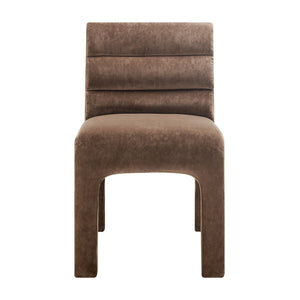 New Pacific Direct Josie Luxe Velvet Dining Side Chair Set - Stylish Vertical Channel Backrest & Plush Comfort Dainty Dark Brown 100% Polyester 1250078-617-npd