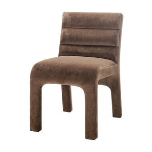 New Pacific Direct Josie Luxe Velvet Dining Side Chair Set - Stylish Vertical Channel Backrest & Plush Comfort Dainty Dark Brown 100% Polyester 1250078-617-npd