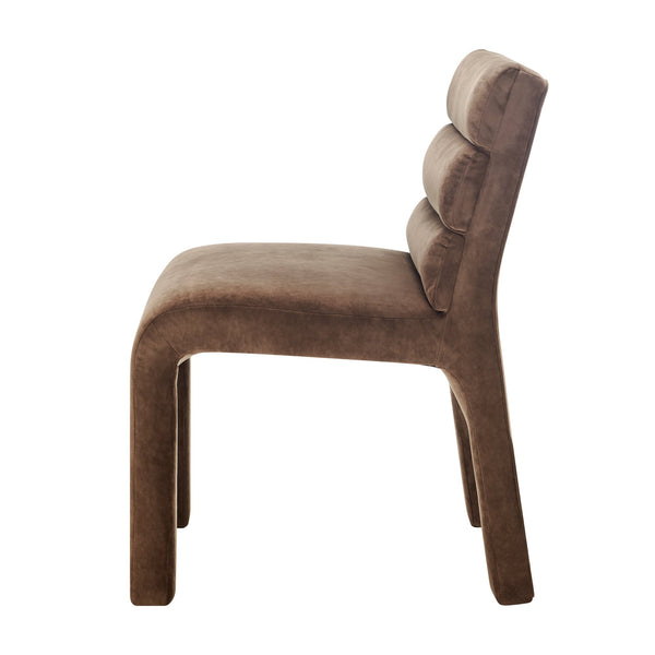 New Pacific Direct Josie Luxe Velvet Dining Side Chair Set - Stylish Vertical Channel Backrest & Plush Comfort Dainty Dark Brown 100% Polyester 1250078-617-npd