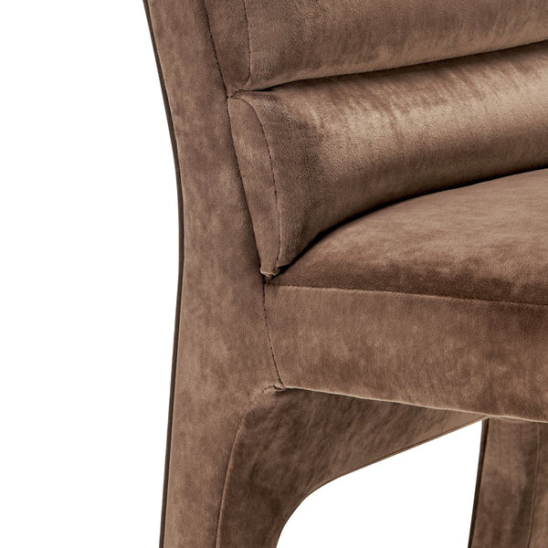 New Pacific Direct Josie Luxe Velvet Dining Side Chair Set - Stylish Vertical Channel Backrest & Plush Comfort Dainty Dark Brown 100% Polyester 1250078-617-npd