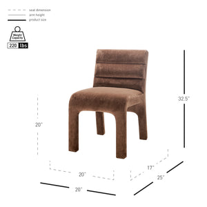 New Pacific Direct Josie Luxe Velvet Dining Side Chair Set - Stylish Vertical Channel Backrest & Plush Comfort Dainty Dark Brown 100% Polyester 1250078-617-npd