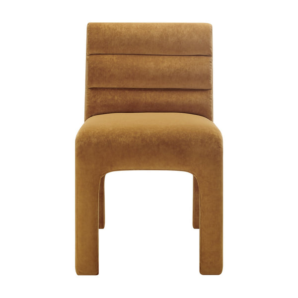New Pacific Direct Josie Luxe Velvet Dining Side Chair Set - Stylish Vertical Channel Backrest & Plush Comfort Dainty Caramel 100% Polyester 1250078-619-npd