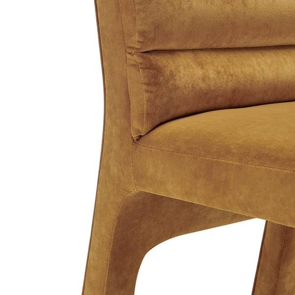 New Pacific Direct Josie Luxe Velvet Dining Side Chair Set - Stylish Vertical Channel Backrest & Plush Comfort Dainty Caramel 100% Polyester 1250078-619-npd