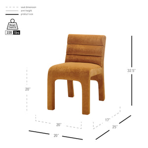 New Pacific Direct Josie Luxe Velvet Dining Side Chair Set - Stylish Vertical Channel Backrest & Plush Comfort Dainty Caramel 100% Polyester 1250078-619-npd