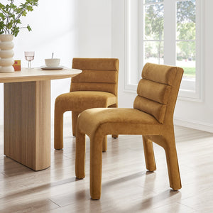 New Pacific Direct Josie Luxe Velvet Dining Side Chair Set - Stylish Vertical Channel Backrest & Plush Comfort Dainty Caramel 100% Polyester 1250078-619-npd