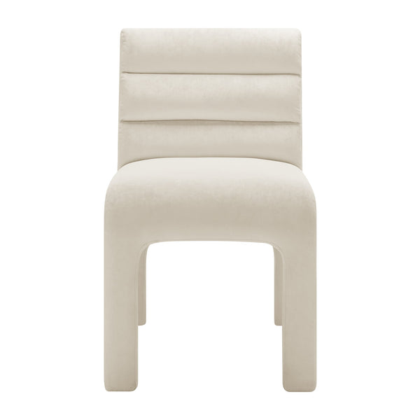 New Pacific Direct Josie Luxe Velvet Dining Side Chair Set - Stylish Vertical Channel Backrest & Plush Comfort Dainty Cream 100% Polyester 1250078-623-npd