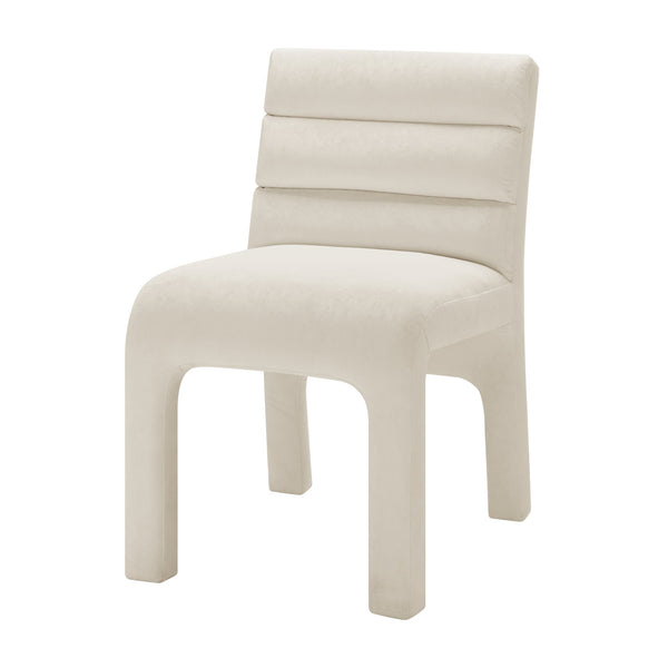 New Pacific Direct Josie Luxe Velvet Dining Side Chair Set - Stylish Vertical Channel Backrest & Plush Comfort Dainty Cream 100% Polyester 1250078-623-npd