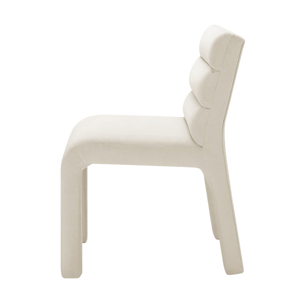 New Pacific Direct Josie Luxe Velvet Dining Side Chair Set - Stylish Vertical Channel Backrest & Plush Comfort Dainty Cream 100% Polyester 1250078-623-npd