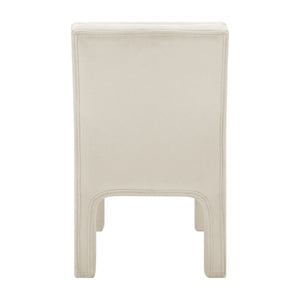 New Pacific Direct Josie Luxe Velvet Dining Side Chair Set - Stylish Vertical Channel Backrest & Plush Comfort Dainty Cream 100% Polyester 1250078-623-npd