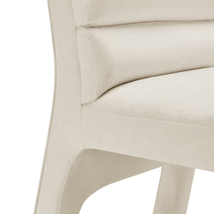 New Pacific Direct Josie Luxe Velvet Dining Side Chair Set - Stylish Vertical Channel Backrest & Plush Comfort Dainty Cream 100% Polyester 1250078-623-npd