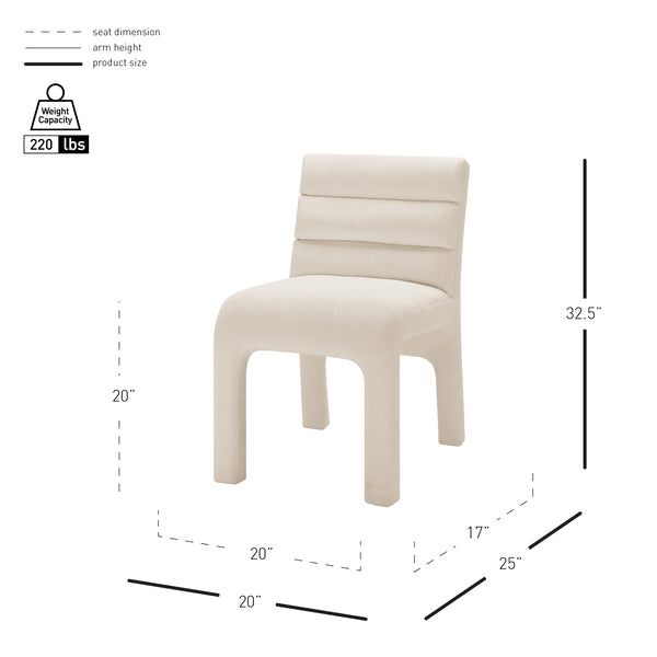 New Pacific Direct Josie Luxe Velvet Dining Side Chair Set - Stylish Vertical Channel Backrest & Plush Comfort Dainty Cream 100% Polyester 1250078-623-npd
