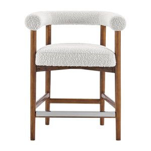 New Pacific Direct Keanu Counter Stool – Chic Boucle Design With Black Legs, Mid-century Modern Style For Your Home Stanton Beige 100% Polyester 1250079-721-npd