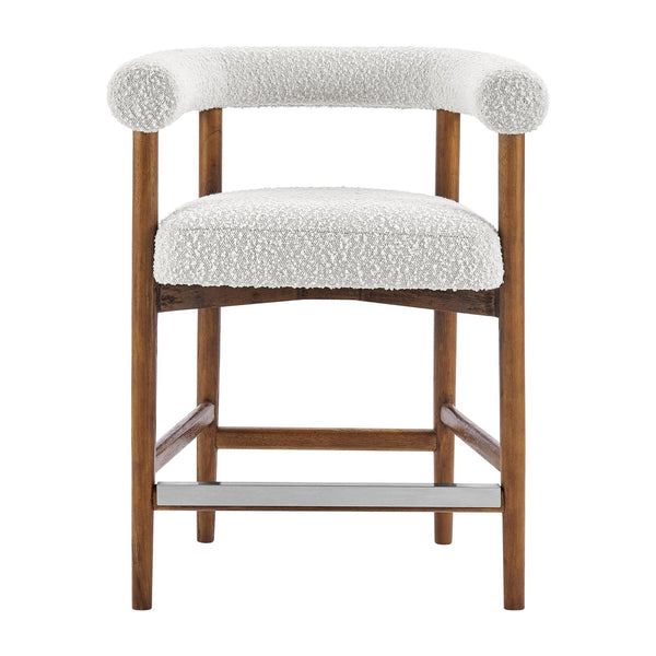 New Pacific Direct Keanu Counter Stool – Chic Boucle Design With Black Legs, Mid-century Modern Style For Your Home Stanton Beige 100% Polyester 1250079-721-npd