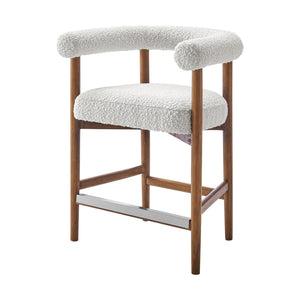 New Pacific Direct Keanu Counter Stool – Chic Boucle Design With Black Legs, Mid-century Modern Style For Your Home Stanton Beige 100% Polyester 1250079-721-npd