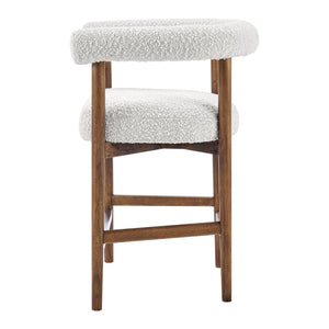 New Pacific Direct Keanu Counter Stool – Chic Boucle Design With Black Legs, Mid-century Modern Style For Your Home Stanton Beige 100% Polyester 1250079-721-npd