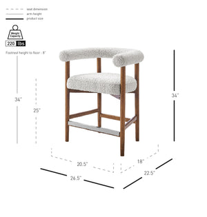 New Pacific Direct Keanu Counter Stool – Chic Boucle Design With Black Legs, Mid-century Modern Style For Your Home Stanton Beige 100% Polyester 1250079-721-npd