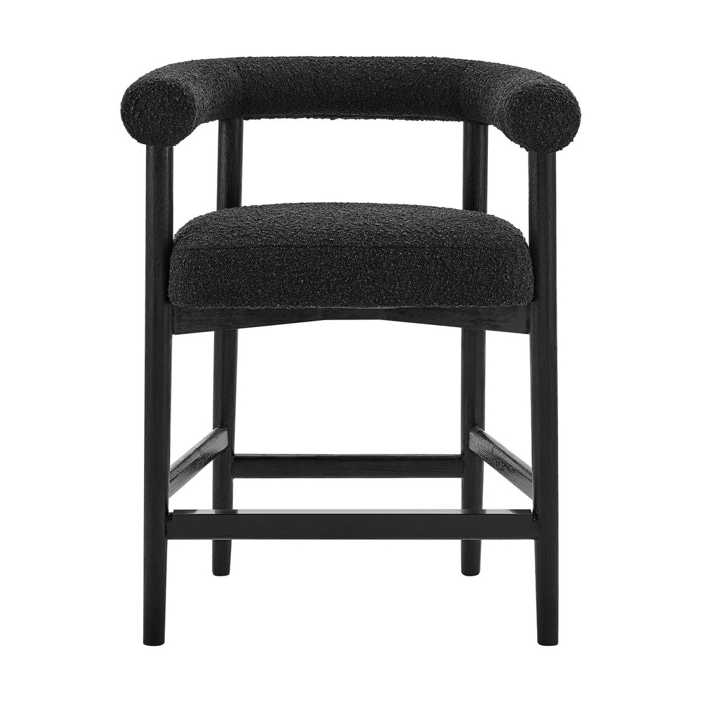 New Pacific Direct Keanu Counter Stool – Chic Boucle Design With Black Legs, Mid-century Modern Style For Your Home Stanton Black 100% Polyester 1250079-722-npd