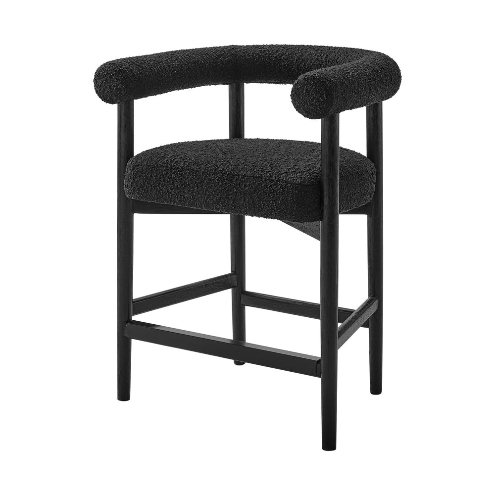New Pacific Direct Keanu Counter Stool – Chic Boucle Design With Black Legs, Mid-century Modern Style For Your Home Stanton Black 100% Polyester 1250079-722-npd