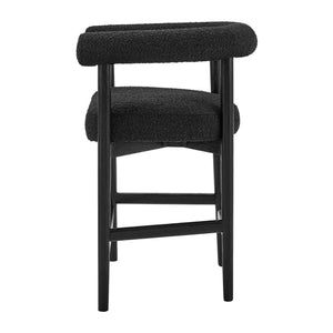 New Pacific Direct Keanu Counter Stool – Chic Boucle Design With Black Legs, Mid-century Modern Style For Your Home Stanton Black 100% Polyester 1250079-722-npd