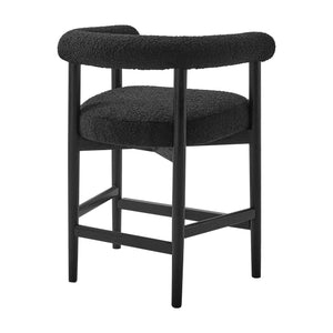 New Pacific Direct Keanu Counter Stool – Chic Boucle Design With Black Legs, Mid-century Modern Style For Your Home Stanton Black 100% Polyester 1250079-722-npd