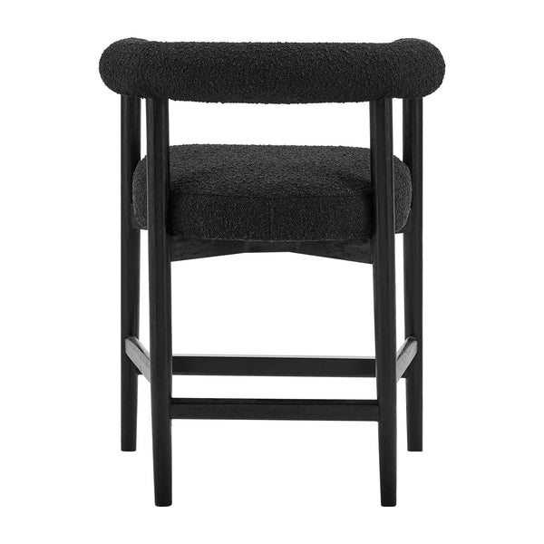 New Pacific Direct Keanu Counter Stool – Chic Boucle Design With Black Legs, Mid-century Modern Style For Your Home Stanton Black 100% Polyester 1250079-722-npd