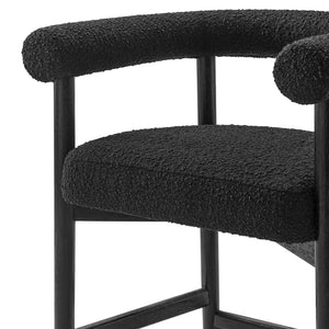 New Pacific Direct Keanu Counter Stool – Chic Boucle Design With Black Legs, Mid-century Modern Style For Your Home Stanton Black 100% Polyester 1250079-722-npd