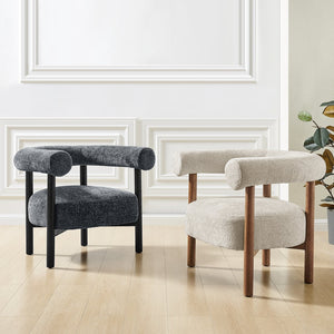 New Pacific Direct Vincent Modern Chenille Accent Armchair With Barrel Back Design And Cozy High-density Foam Cushion Grenada Cream 100% Polyester 1250080-632-npd