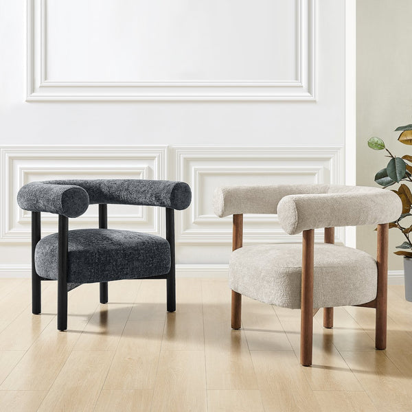 New Pacific Direct Vincent Modern Chenille Accent Armchair With Barrel Back Design And Cozy High-density Foam Cushion Grenada Cream 100% Polyester 1250080-632-npd