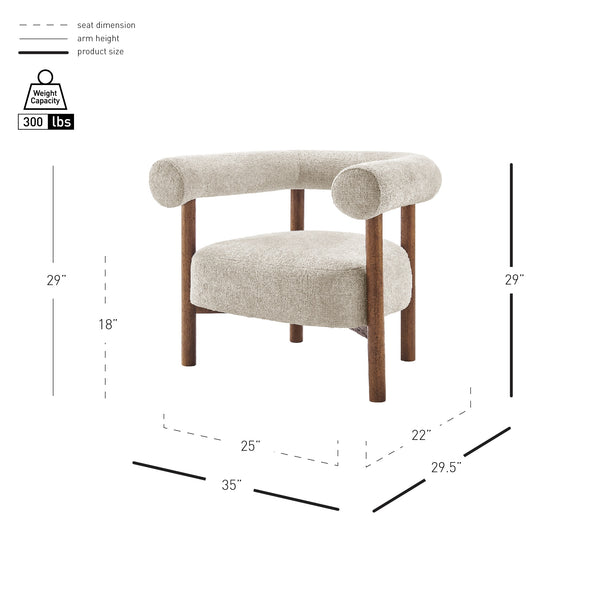 New Pacific Direct Vincent Modern Chenille Accent Armchair With Barrel Back Design And Cozy High-density Foam Cushion Grenada Cream 100% Polyester 1250080-632-npd