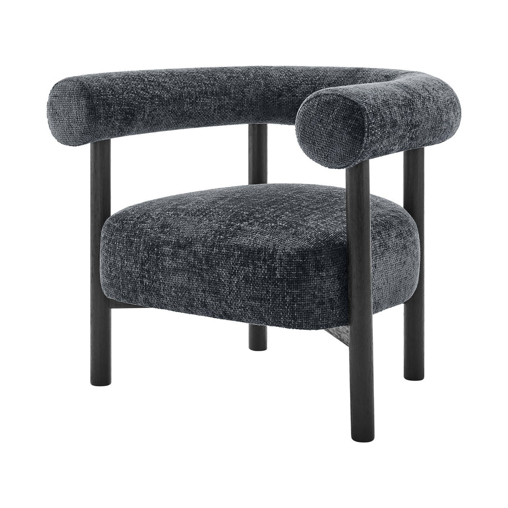 New Pacific Direct Vincent Modern Chenille Accent Armchair With Barrel Back Design And Cozy High-density Foam Cushion Grenada Charcoal 100% Polyester 1250080-635-npd