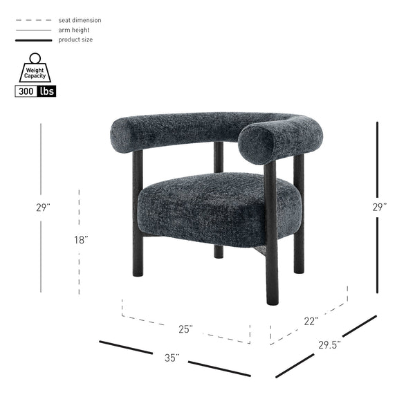 New Pacific Direct Vincent Modern Chenille Accent Armchair With Barrel Back Design And Cozy High-density Foam Cushion Grenada Charcoal 100% Polyester 1250080-635-npd